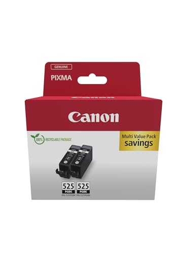 Canon PGI-525 Twin Vorteilspack 2 Tintenpatronen (2X Schwarz) Original [Umweltfreundliche Recycle-Kartonverpackung 2024] von Canon