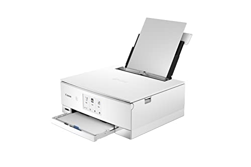 Canon PIXMA TS8351a Drucker Farbtintenstrahl Multifunktionsgerät DIN A4 (Scanner, Kopierer, 4.800 x 1.200 dpi, 6 separate Tinten, USB, WLAN, AirPrint, Duplexdruck, 2 Papierzuführungen, 5 GHz), weiß von Canon