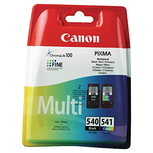 Canon PG-540 + CL-541 Druckerpatronen - 8ml Schwarz + 8ml Farbig für PIXMA Drucker Original von Canon