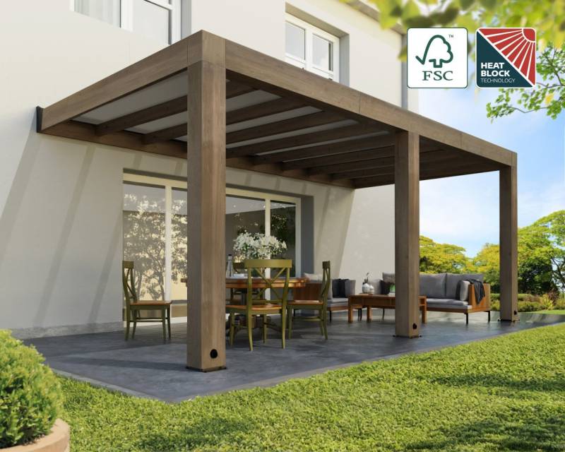 Canopia Terrassenüberdachung Helsinki Holz 600 x 294 cm braun von Canopia