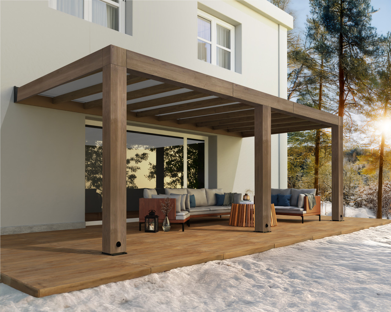 Canopia Terrassenüberdachung Helsinki Holz 665 x 294 cm braun von Canopia