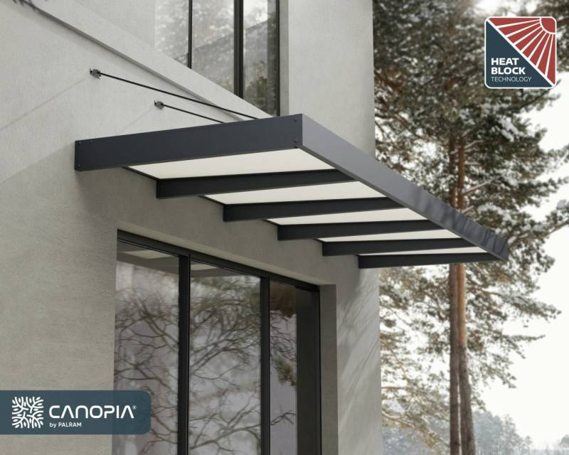 Canopia Vordach Sophia XL 5000 Grau Alu 471 x 140 cm von Canopia