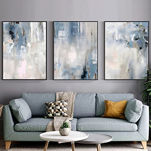 Blau-weiße abstrakte Wandkunst, Textur, Leinwand, Wandkunst, modernes abstraktes Kunstwerk für Wohnzimmer, abstraktes blaues Ölgemälde auf Leinwand, blau-grau-weiße Leinwand, minimalistisches von Canrvasvibe