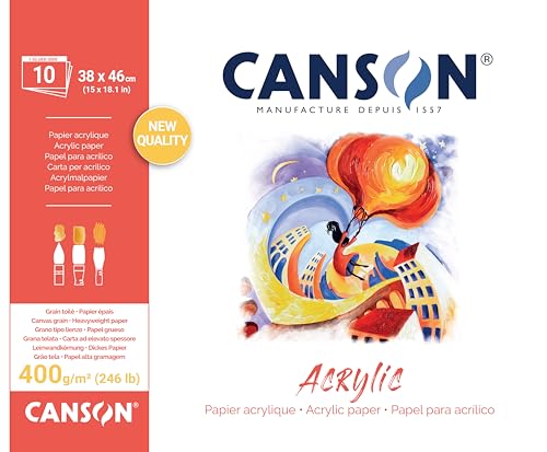 CANSON Acryl-Papier, 400 g/m², Blatt, 38 x 46 cm, Naturweiß, 10 Blatt von Canson