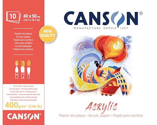 CANSON Acryl-Papier, 400 g/m², Blatt, 40 x 50 cm, Naturweiß, 10 Blatt von Canson