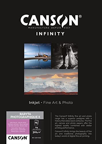 CANSON INFINITY BARYTA PHOTOGRAPHIQUE II 310, C400110548, Digital Fine Art Papier, DIN A4 (21,0 x 29,7cm), 25 Blatt, 310 g/m2 von Canson