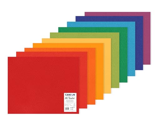 CANSON Mi-Teintes Farbige Zeichnung, 160 g/m², 50 x 65 cm, doppelseitig: Wabenmuster und feine Körnung, 10 helle Farben, ideal für professionelle Künstler und Illustratoren von Canson