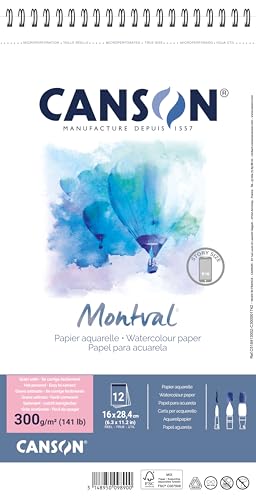 CANSON Montval Aquarellpapier, Satin, 300 g/m², Blatt, 16 x 28,4 cm, Mitternachtsblau von Canson