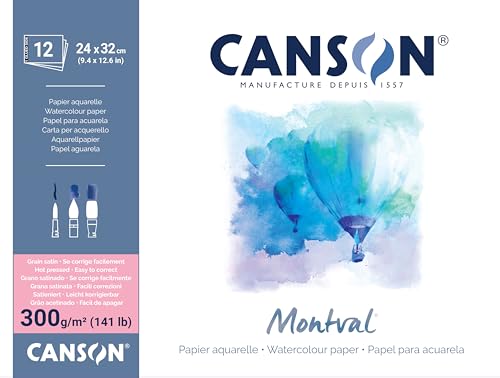 CANSON Montval Aquarellpapier, Satin, 300 g/m², Blatt, 24 x 32 cm, indisches Gelb von Canson