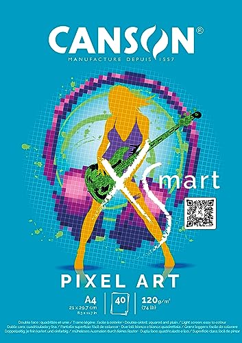 CANSON Xsmart PixelArt, Zeichenpapier, weiß, glatt, 120 g/m², lange Seite, A4-21 x 29,7 cm, Weiß, 40 Blatt von Canson