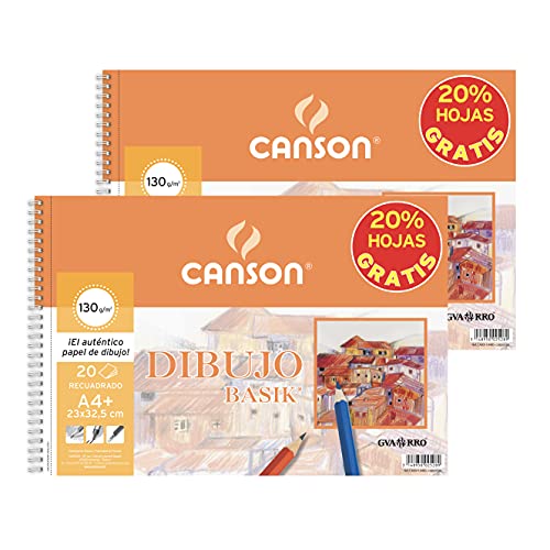 Canson - 2 Spiralalbum mit Mikroperforation, A4, 20 Blatt, Zeichnung Basik, 130 g von Canson