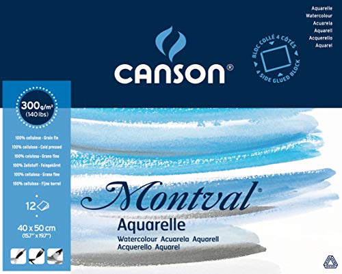 Canson Montval Block rundumgeleimt, 40 x 50 cm, 12 Blatt, 300 g/m² von Canson