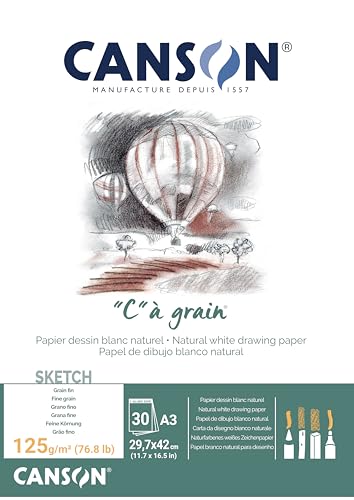 Canson 400060607 C a grain Zeichenpapier, A3, naturweiß von Canson