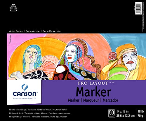 Canson Artist Series Pro Layout Marker Pad, 35,6 x 43,2 cm, Faltdeckel, 50 Blatt (100511049), 35,6 x 43,2 cm, Weiß von Canson