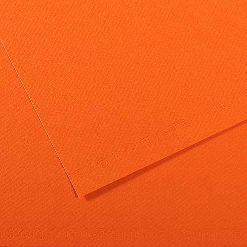 Canson Mi-Teintes Papel de Color de Pulpa Teñida, 160 g/m2, Naranja (Orange - 453), 21x29,24, Pack de 25 von Canson