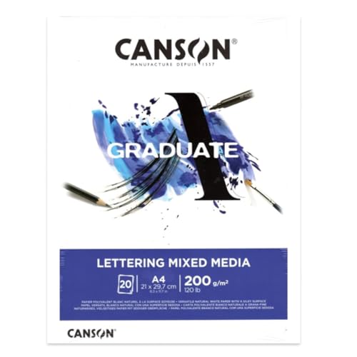 CANSON Graduate Lettering Mixed Media Block, A4-200 g/m², 20 Blatt, Weiß CANSON Graduate Lettering Mixed Media Block, A4-200 g/m², 20 Blatt, Weiß von Canson