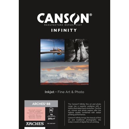 Canson Infinity Arches 88, 100% satiniert, 310 g, A4, 25 Stück, naturweiß von Canson