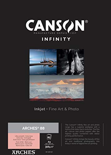 Canson Infinity Arches 88, 100% satiniert, 310 g, Box A3, 25 Stunden, natürliches Weiß von Canson
