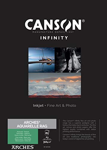 Canson Infinity Arches Aquarelle 100% fein 310g Box A3 25H Naturweiß von Canson