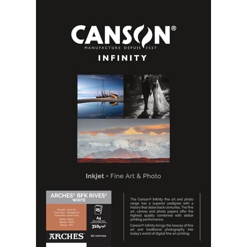 Canson Infinity BFK Rives 100% Textur, 310 g, Box A4, 25 Stunden, natürliches Weiß von Canson