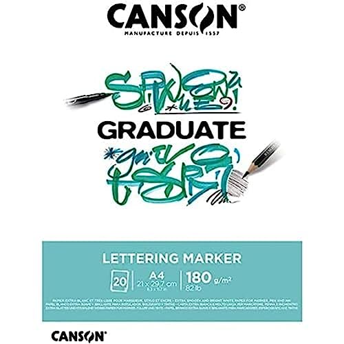 Canson Lettering Filzstift, A4, 20 Blatt, Satin, 180 g, weiß, C31250P026 von Canson