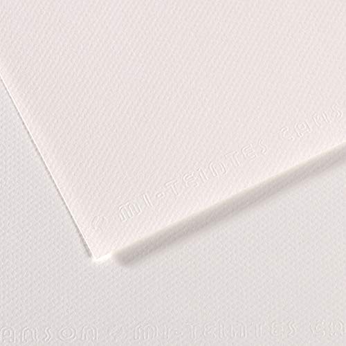 Canson Mi-Teintes Papel de Color de Pulpa Teñida, 160 g/m2, Blanco (White - 335), 7x42, Pack de 10 von Canson