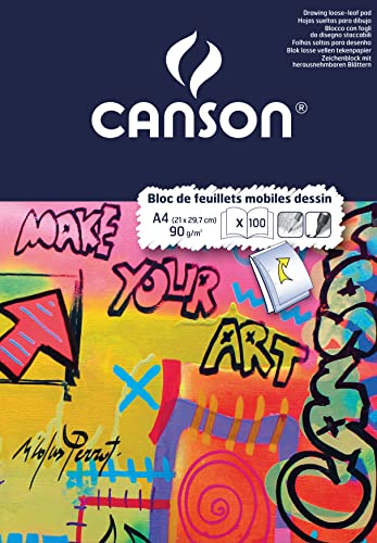 Canson Notizblock, perforiert, A4, 90 g/m², 50 Blatt, Weiß von Canson