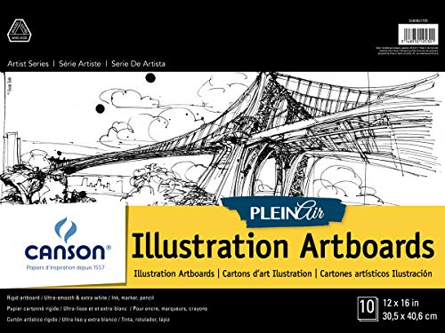 Canson Plein Air Illustration Smooth Art Board Pad für Tinte, Marker und Bleistifte, 12 x 16 Zoll, 10 Stück von Canson