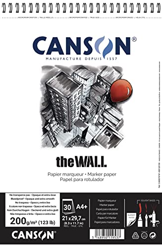 Canson The Wall Spiralalbum 30 Blatt extra glatt 200g/m² 21 x 29,7 cm weiß von Canson