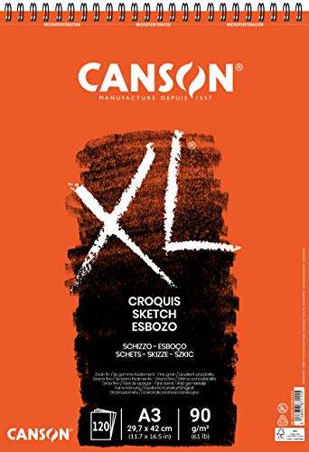 Canson XL Block Skizzen- und Zeichenpapier/787115 A3 natürlich weiss 90 g/qm Inhalt 120 Blatt von Canson