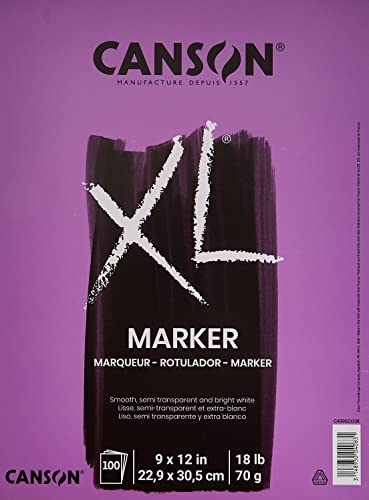 Canson XL Series Marker Paper Pad halbtransparent für Stift, Bleistift oder Marker, Fold Over, 8,2 kg, 9 x 12 Zoll, weiß, 100 Blatt (400023336) von Canson