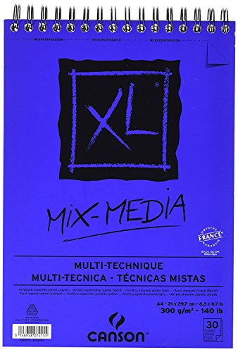 XL® Mix Media Spiralalbum, 30 Blatt, A4, 300 g/m², weißes Papier, 5 Stück von Canson