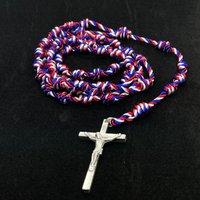 Twine Geknotet Rosenkranz Rot, Weiß Und Blau von CantuFamilyRosaries