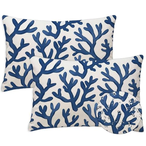 Anlage Outdoor Kissen Wasserfest 2er Set Kissenbezugen 40x70 cm Rechteckig Sofakissen Baum Sitzkissen Outdoor Balkon Deko Weicher Sofa Kissenbezugen für Sommer Fall Gartenmöbel Stuhl Deko, S-1400 von Canuhkun