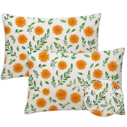 Anlage Outdoor Kissen Wasserfest 2er Set Kissenbezugen 40x70 cm Rechteckig Sofakissen Blumen Sitzkissen Outdoor Balkon Deko Weicher Sofa Kissenbezugen für Sommer Fall Gartenmöbel Stuhl Deko, S-1384 von Canuhkun