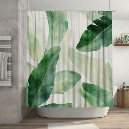 Duschvorhang Natur Shower Curtains Anlage Duschvorhang 165 x 180 cm mit 12 Haken, Wasserdicht Shower Curtains, Beschwerter Saum,Waschbar Polyester Stoff Badevorhänge mit Ösen für Badezimmer Deko G-713 von Canuhkun