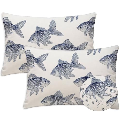 Einfach Outdoor Kissen Wasserfest 2er Set Kissenbezugen 50x90 cm Rechteckig Sofakissen Tier Sitzkissen Outdoor Balkon Deko Weicher Sofa Kissenbezugen für Sommer Fall Gartenmöbel Stuhl Deko, S-752 von Canuhkun
