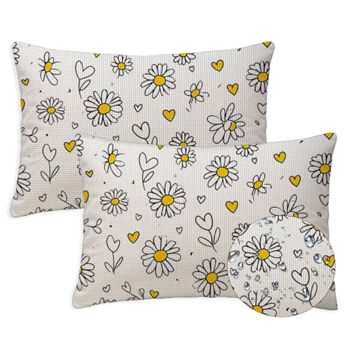 Element Outdoor Kissen Wasserfest 2er Set Kissenbezugen 60x80 cm Rechteckig Sofakissen Nordisch Sitzkissen Outdoor Balkon Deko Leinen Sofa Kissenbezugen für Sommer Fall Gartenmöbel Stuhl Deko, S-1356 von Canuhkun