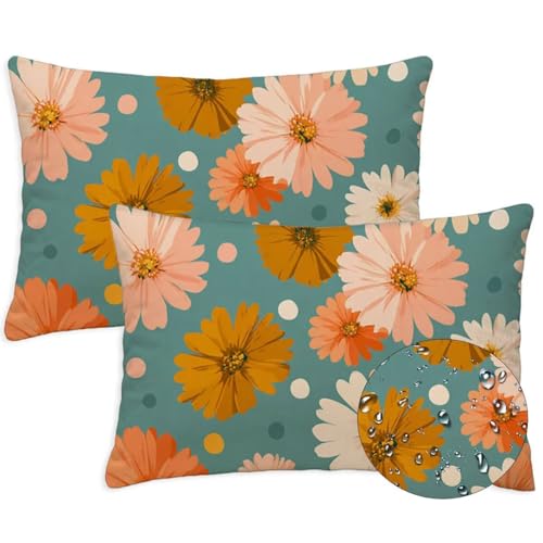 Entenei Outdoor Kissen Wasserfest 2er Set Kissenbezugen 70x90 cm Rechteckig Sofakissen Daisy Blumen Sitzkissen Outdoor Balkon Deko Weicher Kissenbezugen für Sommer Fall Gartenmöbel Stuhl Deko, S-1324 von Canuhkun