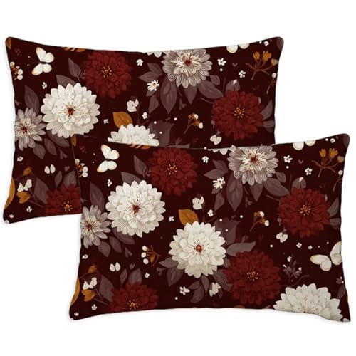 Kissenbezug 40x60 cm Rechteckig Sofakissen Kissenbezug Ocker DekoKissen Kissenbezüge Sommerblumen 2er Set Weicher Zierkissen Beidseitig Bedruckt Muster für Deko Wohnzimmer Gartenmöbel Kissen S-1361 von Canuhkun