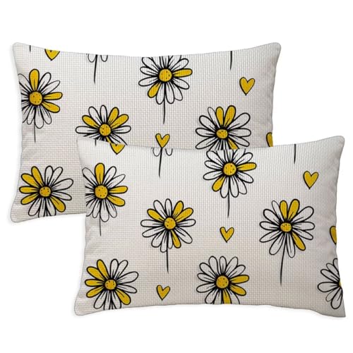 Kissenbezug 40x65 cm Rechteckig Sofakissen Kissenbezug Element Deko Kissenbezüge Blumen 2er Set Leinen Zierkissen Couchkissen Beidseitig Bedruckt Muster für Deko Wohnzimmer Gartenmöbel Kissen S-1357 von Canuhkun