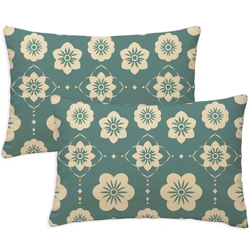 Kissenbezug 40x70 cm Rechteckig Sofakissen Kissenbezug Entenei Kissenbezüge Blumen 2er Set Weicher Zierkissen Couchkissen Beidseitig Bedruckt Muster für Deko Wohnzimmer Gartenmöbel Kissen S-1345 von Canuhkun