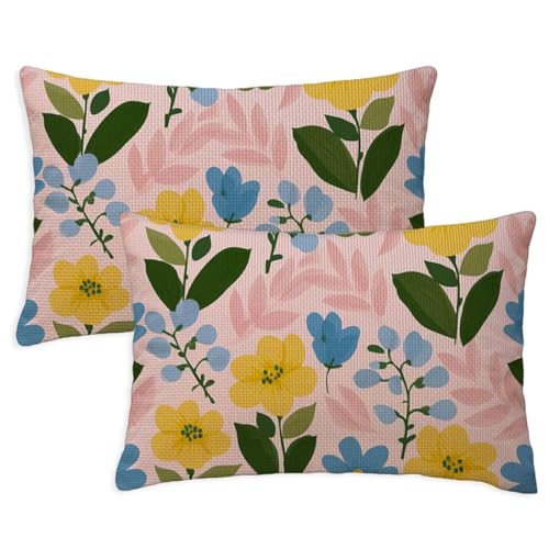 Kissenbezug 40x80 Rechteckig Sofakissen Kissenbezug Anlage DekoKissen Kissenbezüge Blumen 2er Set Leinen Zierkissen Couchkissen Beidseitig Bedruckt Muster für Deko Wohnzimmer Gartenmöbel Kissen S-1397 von Canuhkun