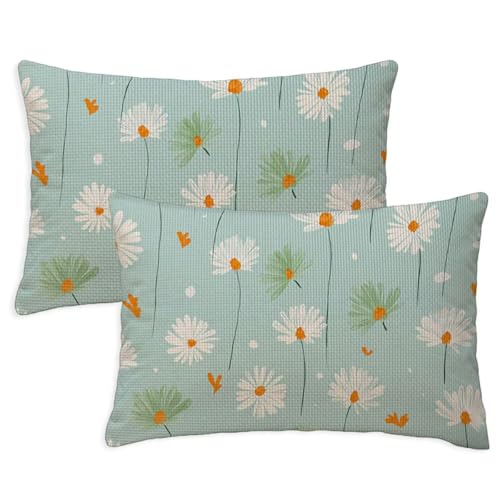Kissenbezug 40x80 cm Rechteckig Sofakissen Kissenbezug Entenei DekoKissen Kissenbezüge Daisy Blumen 2er Set Leinen Zierkissen Beidseitig Bedruckt Muster für Deko Wohnzimmer Gartenmöbel Kissen S-1325 von Canuhkun