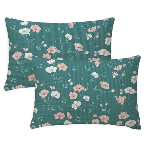 Kissenbezug 50x60 cm Rechteckig Sofakissen Kissenbezug Entenei DekoKissen Kissenbezüge Sommerblumen 2er Set Leinen Zierkissen Beidseitig Bedruckt Muster für Deko Wohnzimmer Gartenmöbel Kissen S-1349 von Canuhkun