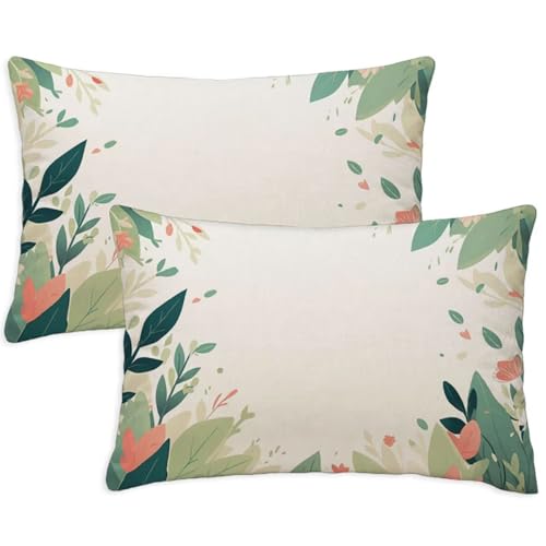 Kissenbezug 60x80 cm Rechteckig Sofakissen Kissenbezug Anlage Deko Kissenbezüge Blumen 2er Set Weicher Zierkissen Couchkissen Beidseitig Bedruckt Muster für Deko Wohnzimmer Gartenmöbel Kissen S-1381 von Canuhkun