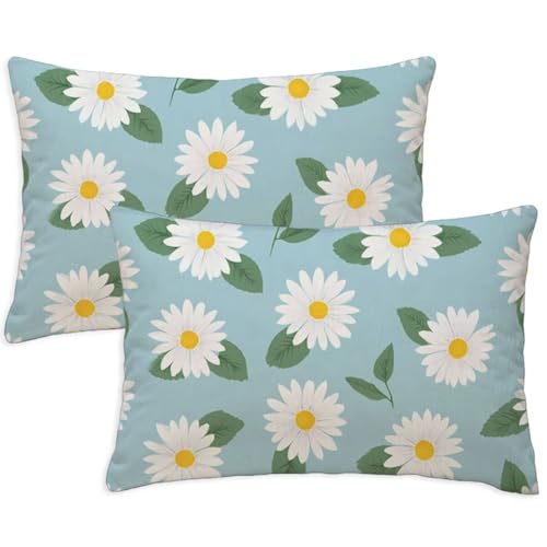 Kissenbezug 70x90 cm Rechteckig Sofakissen Entenei DekoKissen Daisy Blumen 2er Set Weicher Zierkissen Couchkissen Beidseitig Bedruckt Muster für Deko Wohnzimmer Gartenmöbel Kissen Geschenke S-1333 von Canuhkun