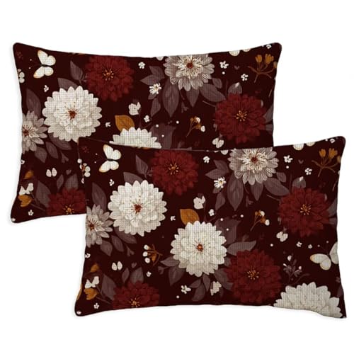 Kissenbezug 70x90 cm Rechteckig Sofakissen Kissenbezug Ocker DekoKissen Kissenbezüge Sommerblumen 2er Set Leinen Zierkissen Beidseitig Bedruckt Muster für Deko Wohnzimmer Gartenmöbel Kissen S-1361 von Canuhkun