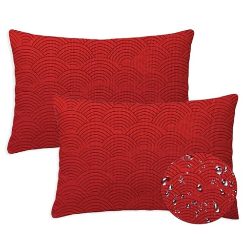 Outdoor Kissen 40x60 cm Rechteckig Kissenbezugen Rot Balkon Deko Dekokissen Sofakisse 2 Stück Kissenbezugen Linie Wasserfest Leinen Kopfkissenbezug für Garten Terrasse Patio Bauernhaus Dekor S-570 Outdoor Kissen 40x60 cm Rechteckig Kissenbezugen Rot Balkon Deko Dekokissen Sofakisse 2 Stück Kissenbezugen Linie Wasserfest Leinen Kopfkissenbezug für Garten Terrasse Patio Bauernhaus Dekor S-570 von Canuhkun
