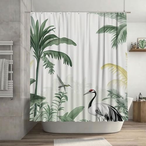 Tier Duschvorhang 180 x 240 cm, Duschvorhang Anlage Muster mit 12 Duschvorhangringe, Waschbar Polyester Stoff Beschwerter Saum Wasserdicht und Trocknet Schnell Badevorhang Badewanne, Geschenke G-28 von Canuhkun